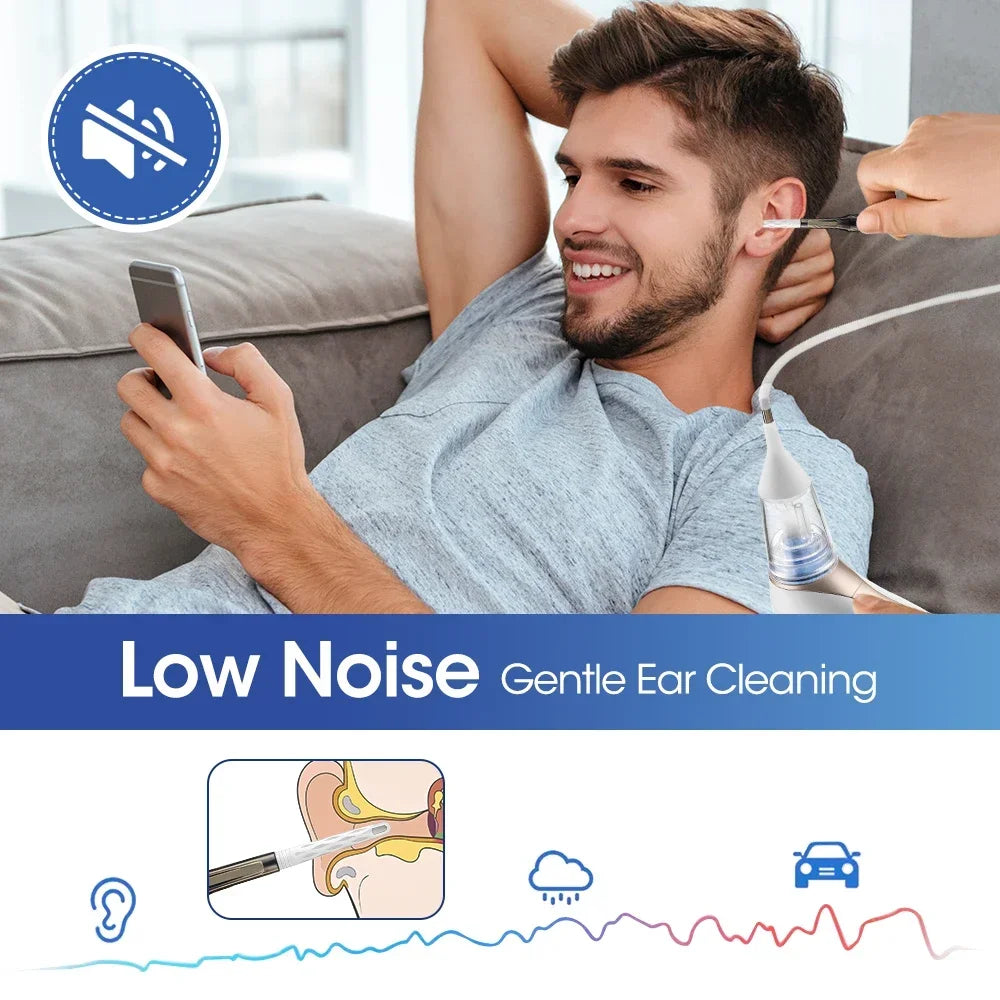 2-in-1 Intelligent Earwax Remover Vacuum Kit – 3-Level Adjustable Suction, Low-Noise Ear Cleaning & Dryer Tool for Adults & Kids