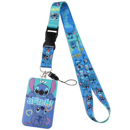 Cartoon Stitch Credential Holder Lanyard – Cute Neck Strap for Keychain, Pass & Credit Card Holder Accessories