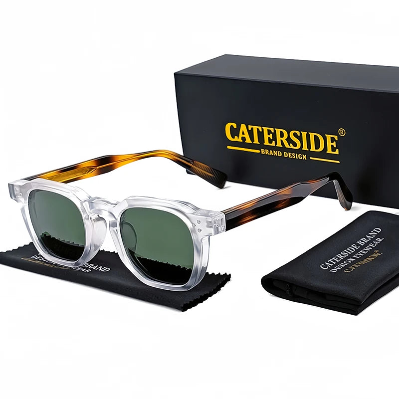 CATERSIDE Retro Punk Square Sunglasses – 2-Piece Fashion Set for Men & Women, Party & Festival Gift Glasses