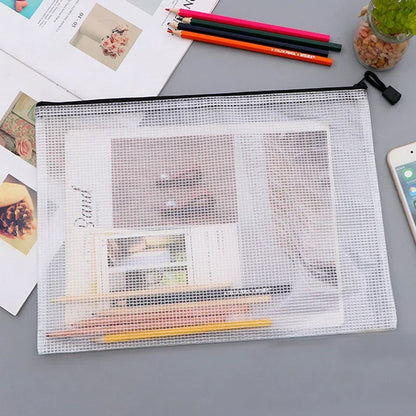 Mesh Zipper Document Bag Set - 3/5PCS A3 A4 A5 A6 Stationery Storage Pouches for School & Office Supplies