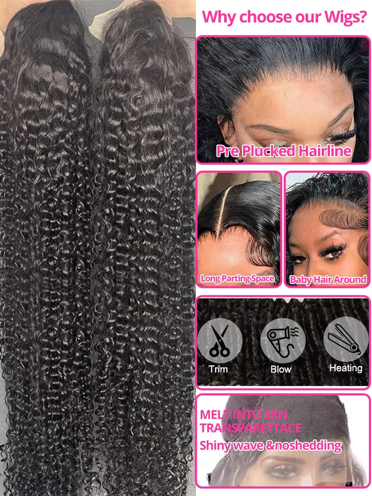 Water Wave Glueless Human Hair Wig – Curly 13x6/13x4 HD Frontal, 250% Density Deep Wave, 7x5 HD Lace Closure, CEXXY Sale