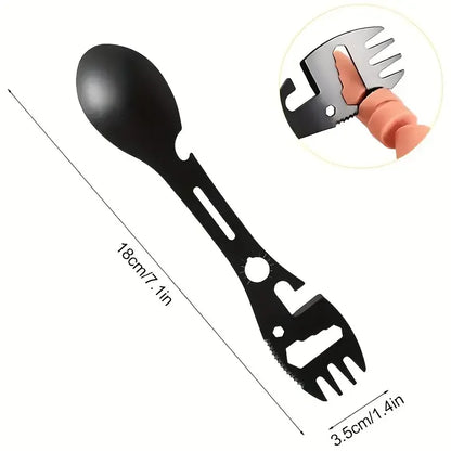 Outdoor Camping Fork Spoon Tool - Lightweight Survival Multi-Function Utensil with Bottle Opener for Travel & Hiking