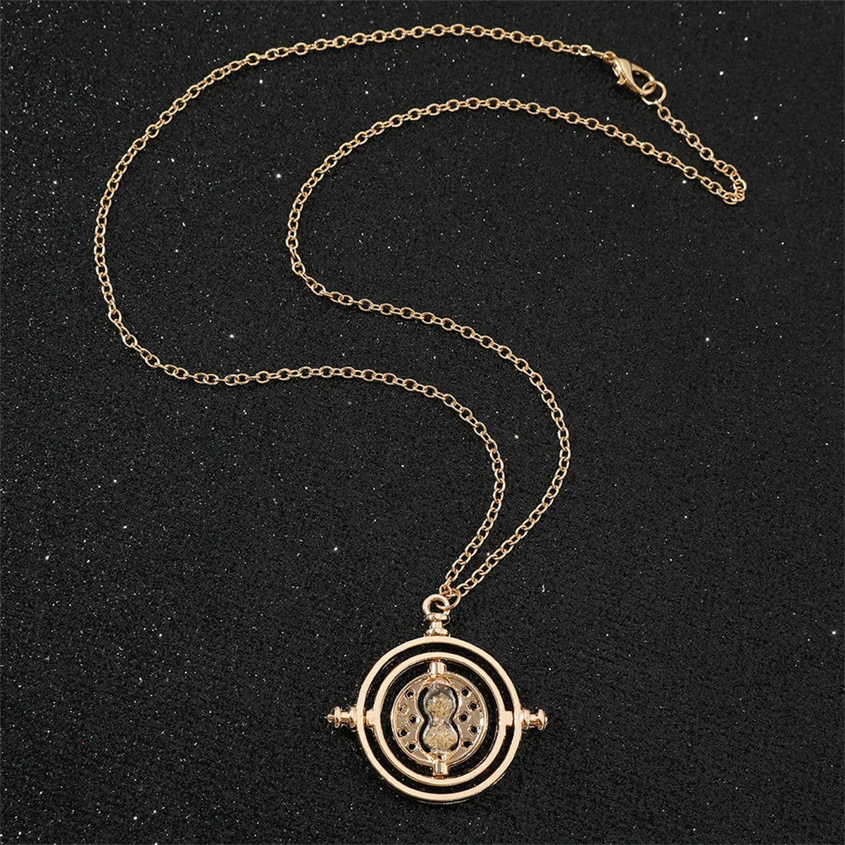 Harry Potter Time-Turner Hourglass Necklace - 360° Rotatable Cosplay Pendant and Magical Gift for Fans and Collectors