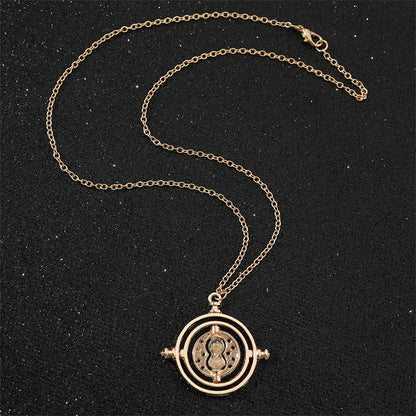 Harry Potter Time-Turner Hourglass Necklace - 360° Rotatable Cosplay Pendant and Magical Gift for Fans and Collectors