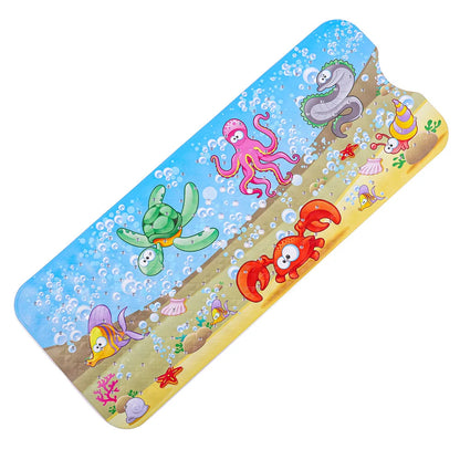 40x100cm Cartoon Sea World Anti-Skid Bath Mat – Soft Non-Slip Shower Mat with Suction Cups for Kids & Elderly