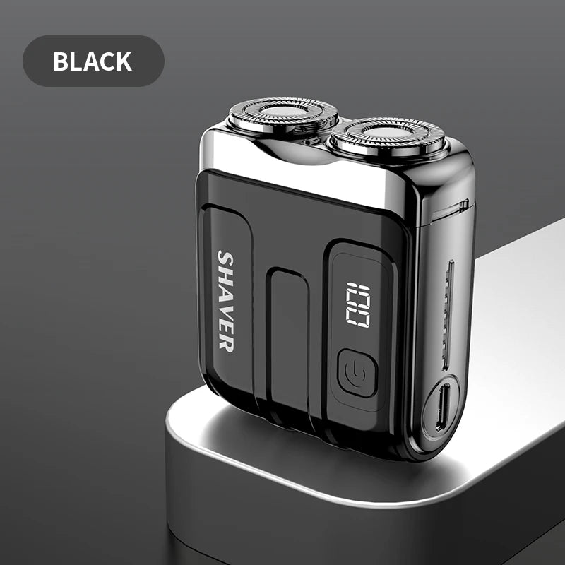 Mini Electric Smart Shaver – Household & Car Use, Dual Blade Rechargeable Beard Trimmer with Digital Display