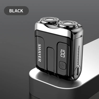 Mini Electric Smart Shaver – Household & Car Use, Dual Blade Rechargeable Beard Trimmer with Digital Display