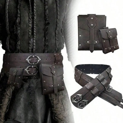 Medieval Belt & Pouch Accessory Set – Renaissance Viking Waist Bag, Wide Vintage Belt for Halloween, 1/2/3pcs