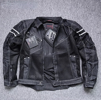 KOMINE JK006 Motorcycle Jacket - Breathable Denim Mesh Racing Riding Protective Gear High Performance Safety Clothing