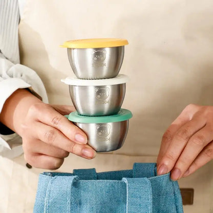 1/6-Piece Stainless Steel Salad Dressing Containers – 80ml Leakproof Cups with Silicone Lids for Lunch & Picnic