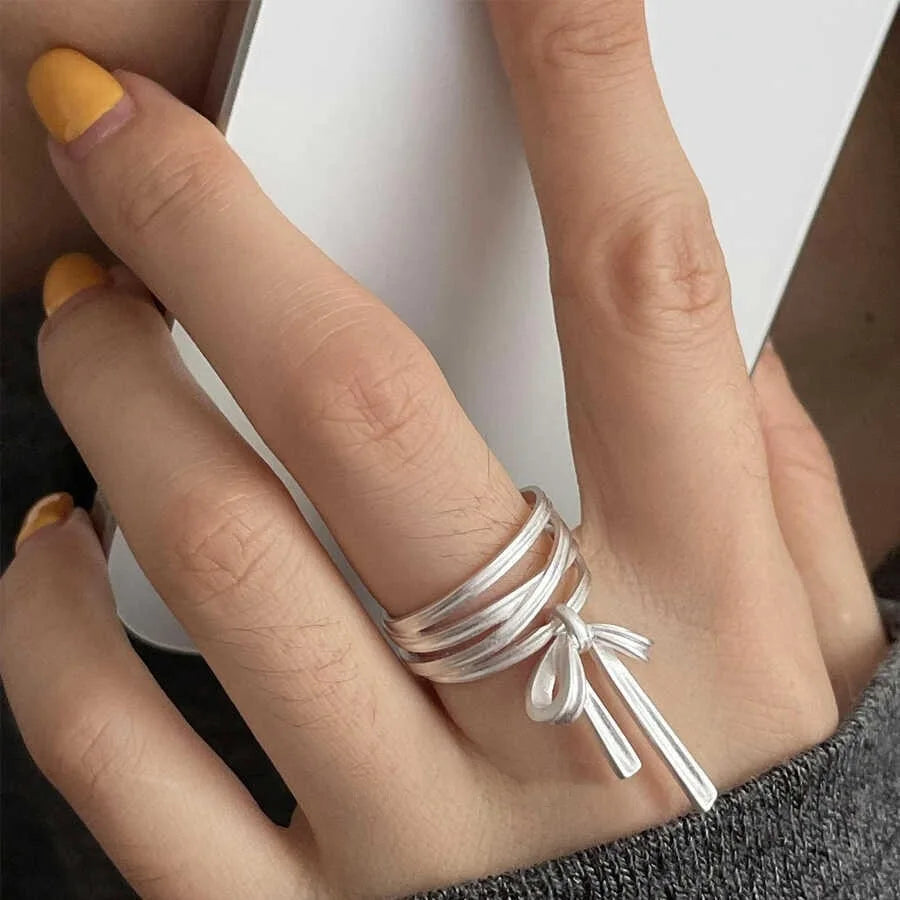 VENTFILLE 925 Sterling Silver Adjustable Ring – Vintage Hollow Line Punk Hip Hop Couple Jewelry