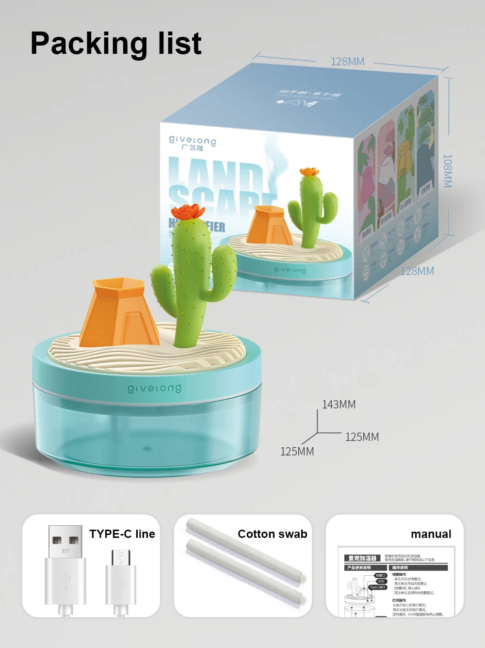 Landscape Air Humidifier – Small USB Spray, Silent Hydration for Bedroom, Desktop & Car, Aromatherapy Diffuser