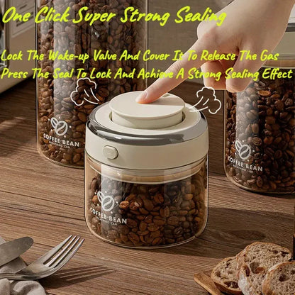 500/1100/1700ml Glass Coffee Bean Storage Jars — Vacuum Sealed, Airtight & Moisture-Proof Container with CO2 Valve for Kitchen