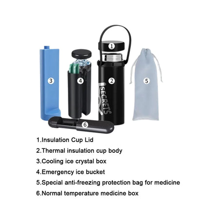 Rechargeable Insulin Refrigerated Cup - Portable Medicine Cooler with LCD Digital Display