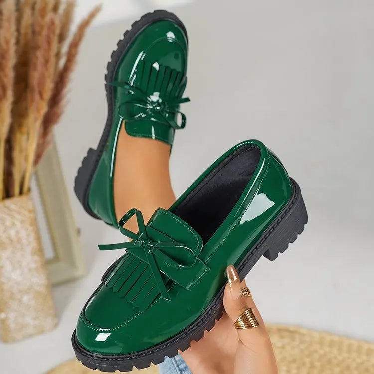 Women’s Platform Loafers 2026 – PU Leather Tassel Slip-On Casual Flats, Comfortable Spring Shoes, Plus Size Available