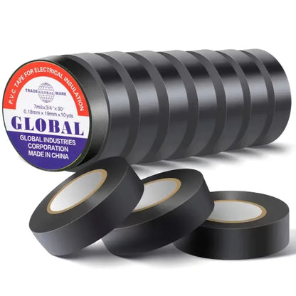 50m High-Temperature Electrical Tape - Durable Soft Black Rubber Insulating Adhesive for Industrial & Household Use