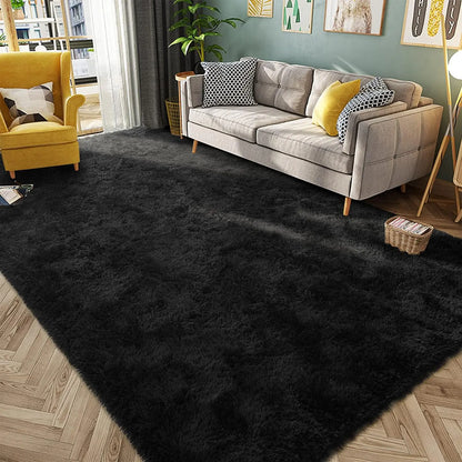 Silk Wool Plush Area Rug – Soft Fluffy Velvet Carpet for Living Room, Bedroom, Kids Room, Non-Slip Home Decor