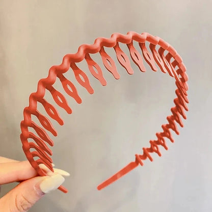 Elegant Solid Color Wave Hairbands for Women – Toothed Non-slip Hair Combs, Face Wash & Sports Headbands, Hair Accessories for Girls