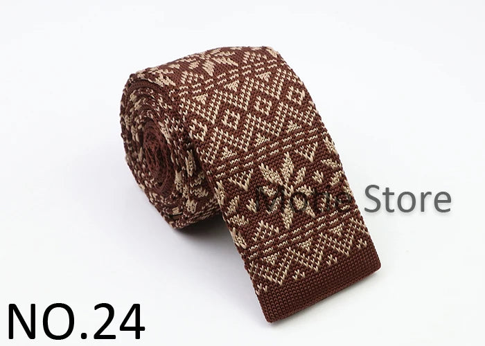 Classic Knit Neck Tie for Men — 6cm Plaid & Dots Casual Business Wedding Tie