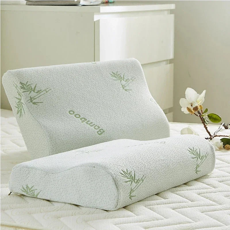 50x30cm Bamboo Fiber Memory Foam Pillow – Slow Rebound Orthopedic Neck Support Pillow for Health Care & Relief
