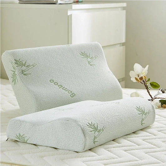 50x30cm Bamboo Fiber Memory Foam Pillow – Slow Rebound Orthopedic Neck Support Pillow for Health Care & Relief