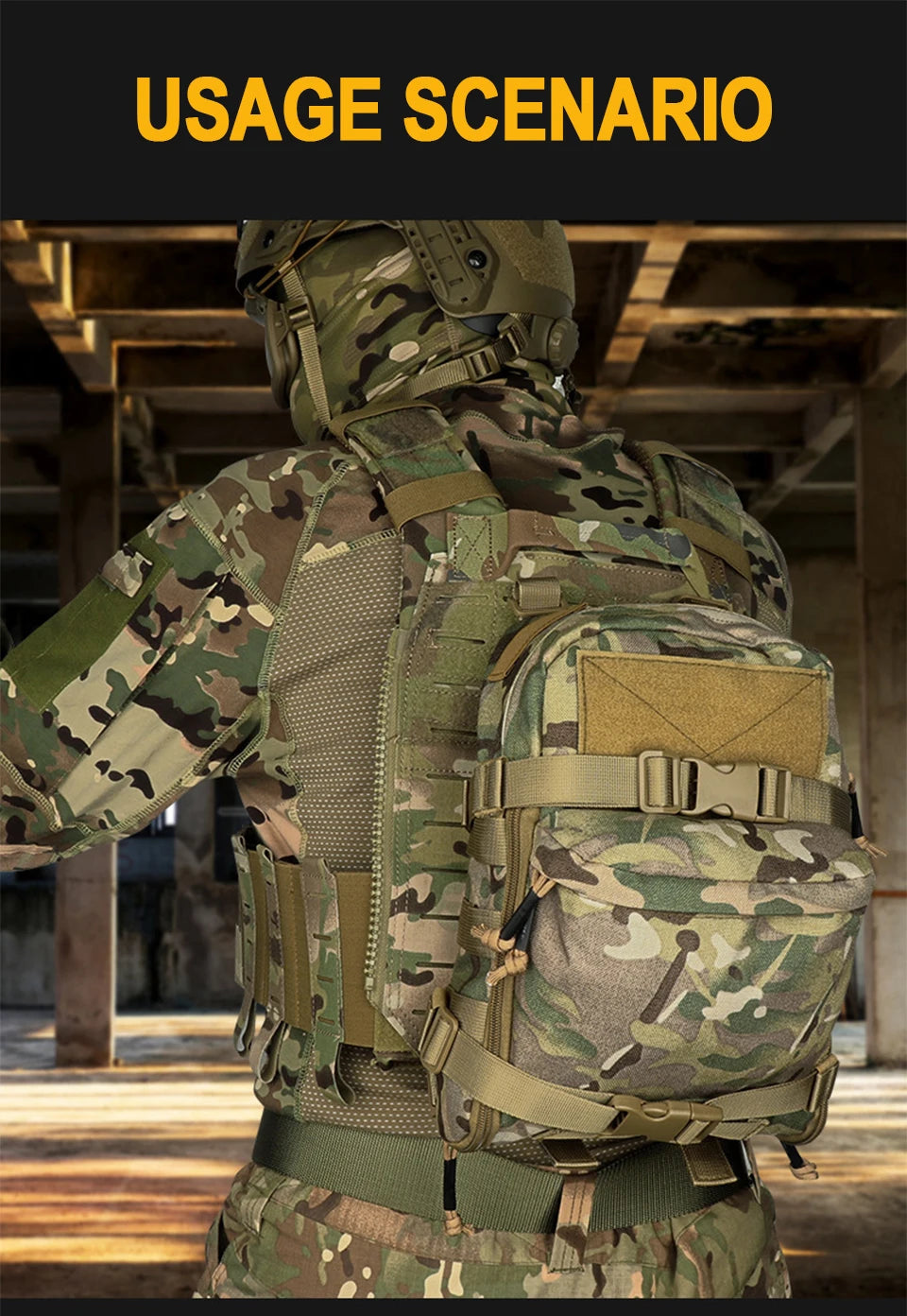 Mini Hydration Tactical Backpack – Outdoor Water Bladder Carrier with Zipper Pouch, 1000D Nylon for Hunting & Sports