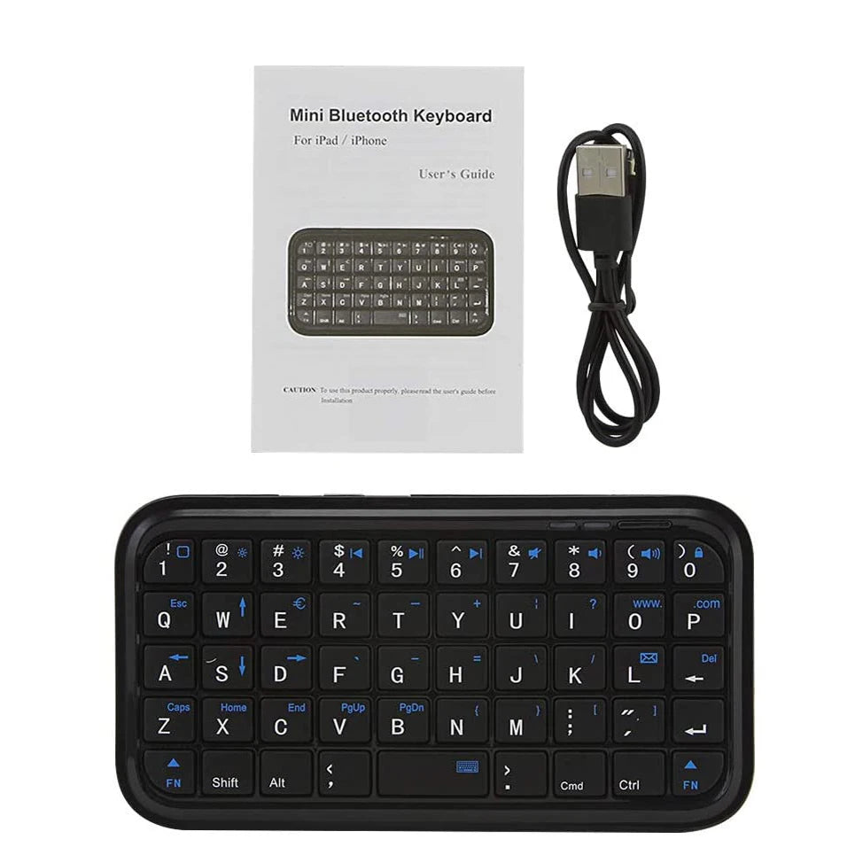 Mini Rechargeable Type-C Bluetooth 3.0 Keyboard – Slim 49-Key Wireless Keypad for Tablets & Smartphones
