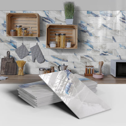 16PCS Marble Pattern Wall Stickers - Waterproof Oil-Proof PET Foam Kitchen Backsplash & Decorative Wallpaper Panels