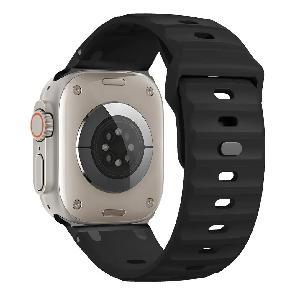 Sport Silicone & Stainless Steel Strap for Apple Watch — Fits Ultra 2 & Series 10/9/8/7/SE (44–49mm)