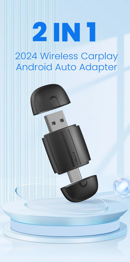 2-in-1 Wireless CarPlay & Android Auto Dongle – Type-C USB Bluetooth WiFi Adapter for Chevrolet, Citroen, Buick, Cadillac, Chery, VW