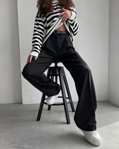 Women's Classic Straight Leg Pants – Versatile Loose Fit, Wide Leg for Office, Tourism, Spring & Summer Casual Wear