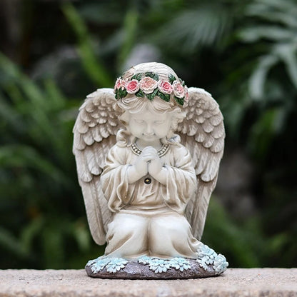 Solar Angel Garden Statue - Resin Praying Angel with Lights for Outdoor Patio, Lawn, Yard & Porch Decor