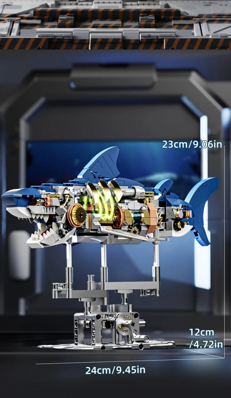 Mechanical Sea Animal Building Blocks Toy – Whale Shark, Octopus, Piranha & Manta Ray with Motor and Lights for Kids