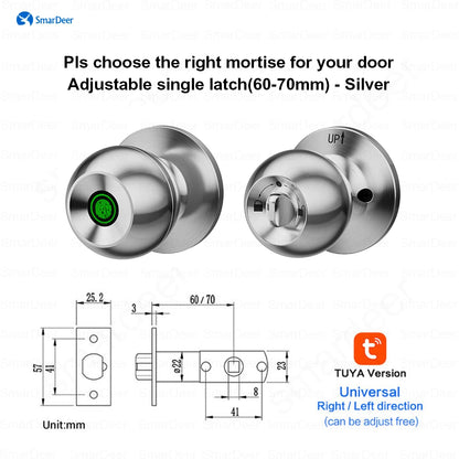 SmarDeer Fingerprint Door Lock – Tuya Smart Bluetooth Keyless Entry with Fingerprint & App Control
