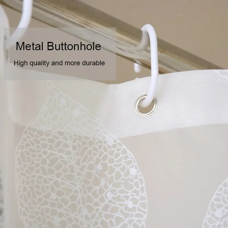 Waterproof PEVA Shower Curtain - Thickened Leaf Pattern Bath Curtain with Hooks & Rustproof Metal Grommets