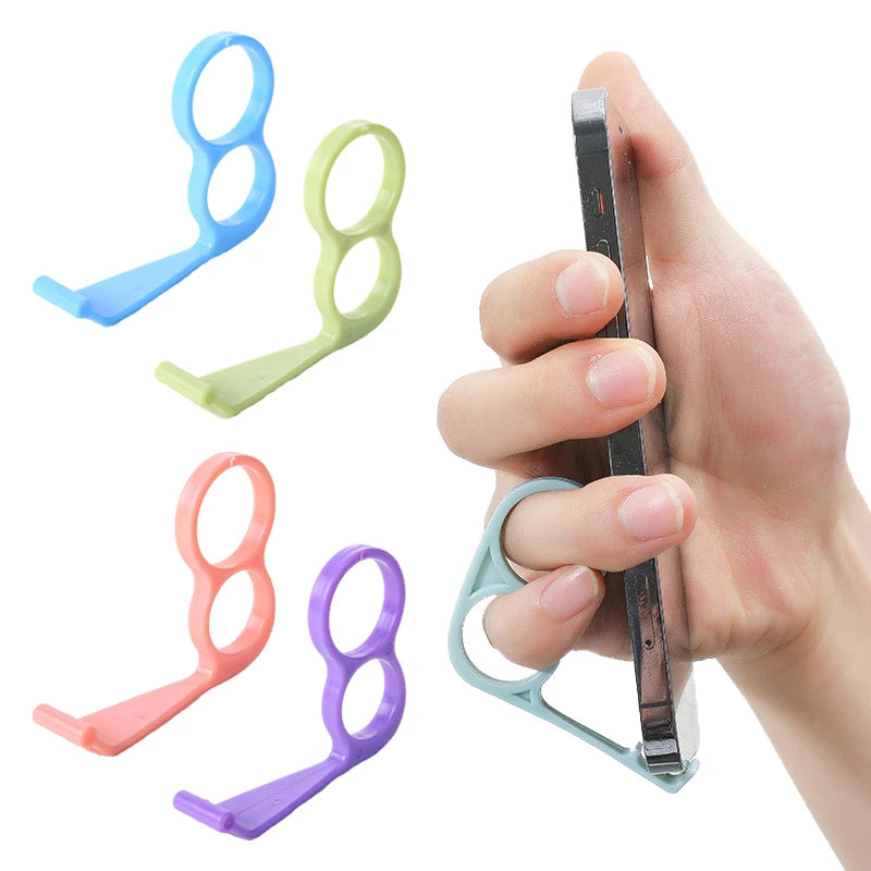 Universal Mobile Phone Grip Holder: Finger Ring Support & Desktop Mount Stand Bracket - Plastic Cellphone Handheld Bracket for iPhone & Samsung