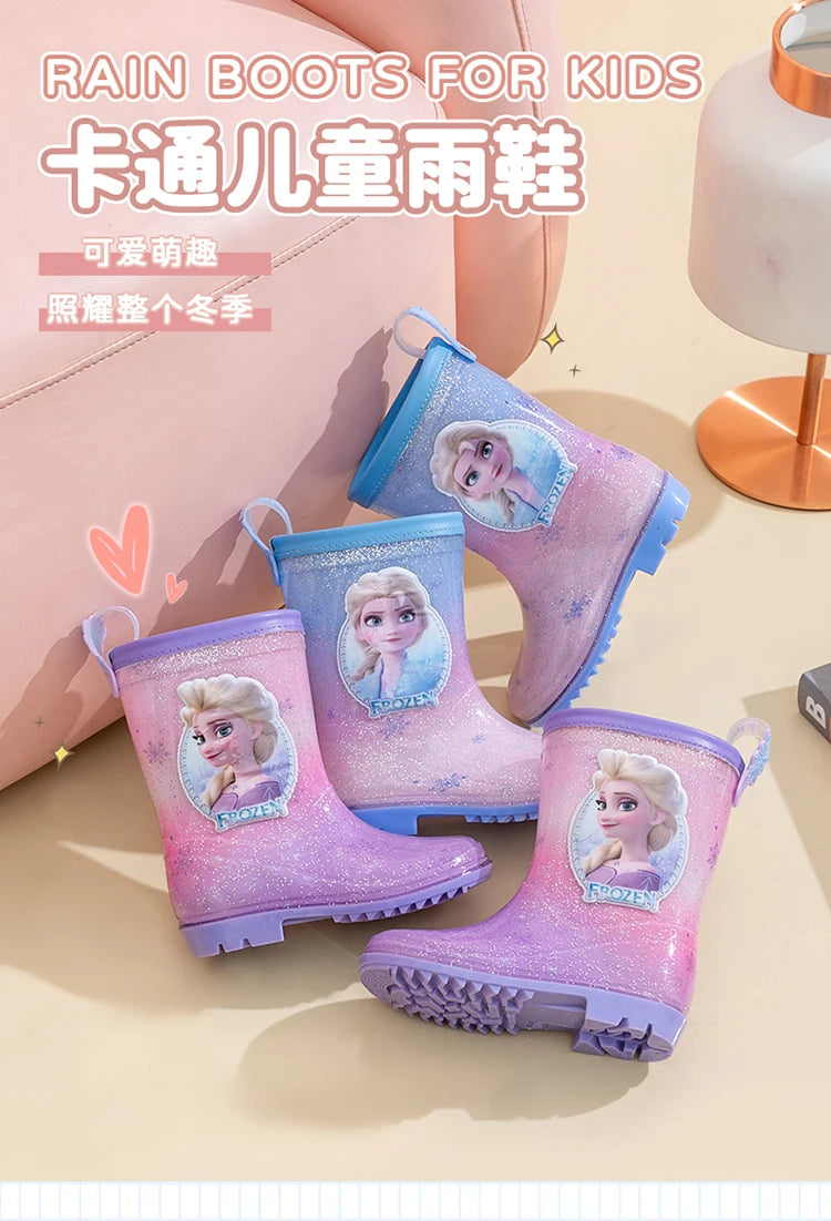 New Children's Rain Shoes – Princess Elsa Cute Non-Slip Rain Boots for Girls
