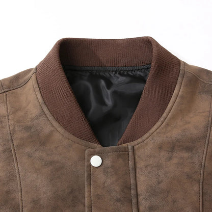 Men’s Suede Leather Jacket - Waterproof Oversized Moto Windbreaker Coat in Plus Sizes