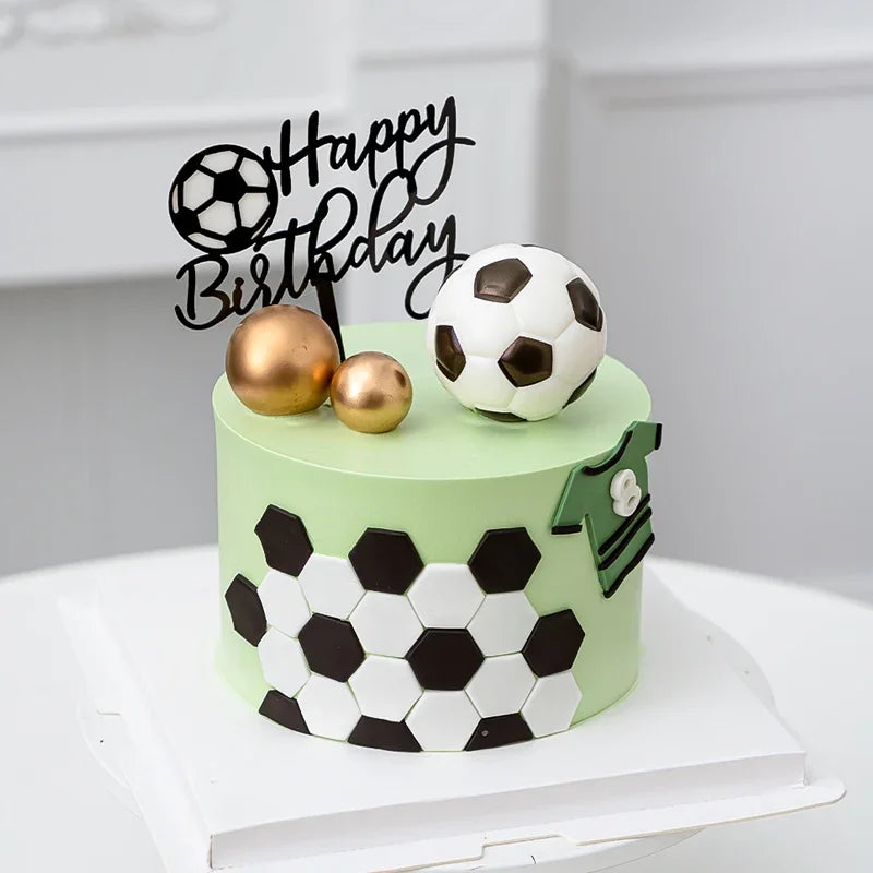 Soccer Cake Topper (Boy) – Football Party Decorations & Happy Birthday Cake Picks for Kids
