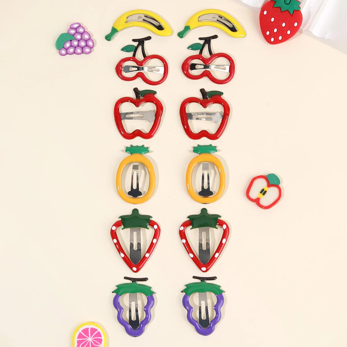 10-Piece Cute Fruit Hair Clip Set - Strawberry BB Hairpins for Girls, Colorful Everyday Styling Accessories for Children