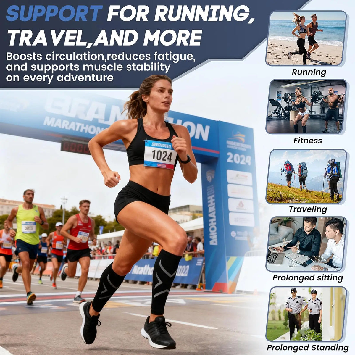 Calf Compression Sleeves - Running, Cycling, Marathon & Gym Fitness Support for Men and Women