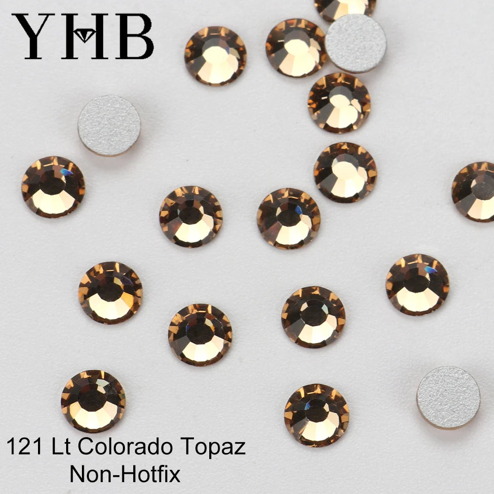 YHB Cold Fix Crystal Flatback Rhinestones - Silver Back Non Hotfix DIY Gems for Nail Art, Bags, Shoes, Garments & Phone Decoration