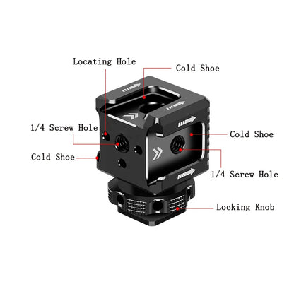 Cold Shoe Mount Adapter - 1/4" Thread Monitor, Microphone & Fill Light Bracket for DSLR Cameras & Camcorders