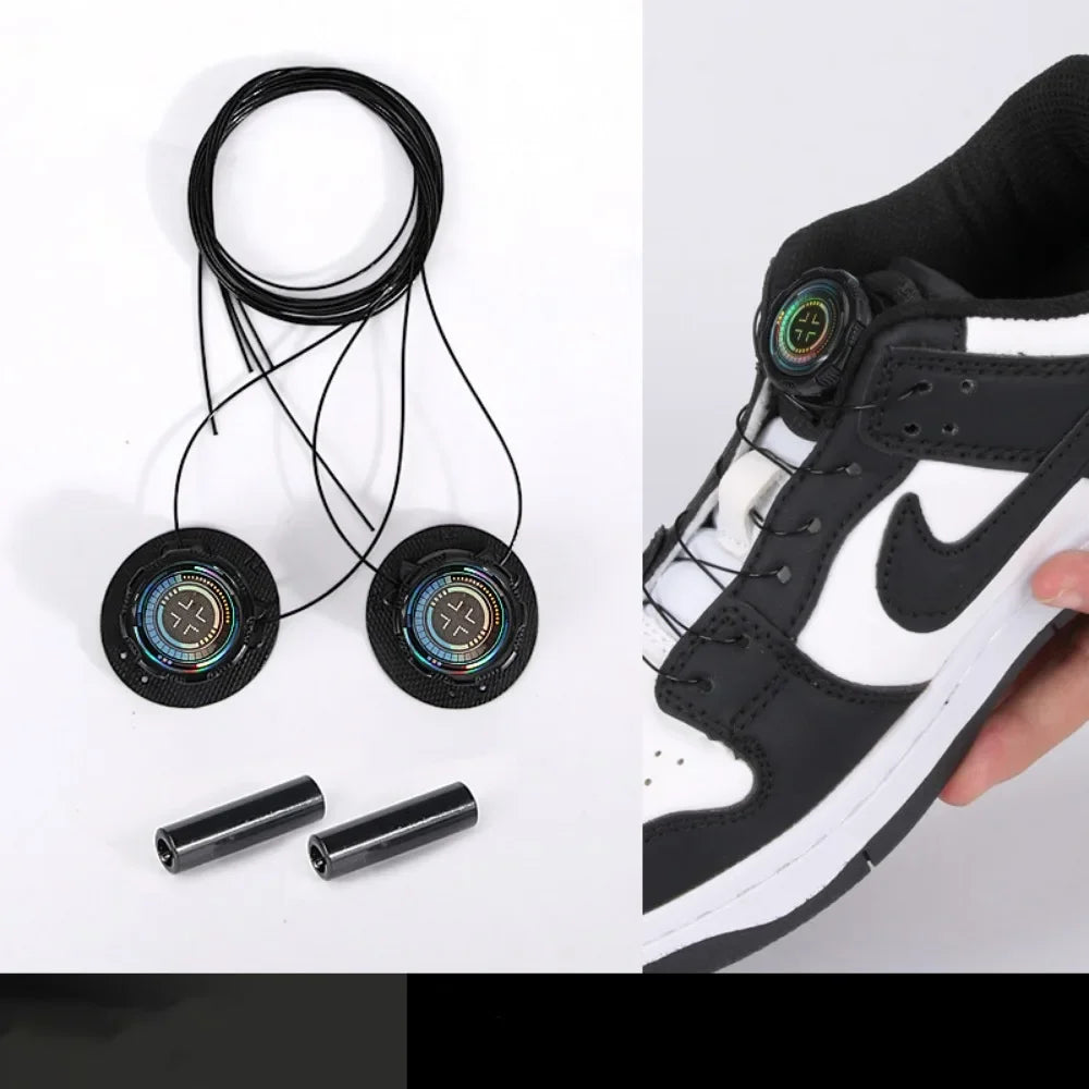 Rotating Metal Wire Swivel Sneaker Laces – No Tie Automatic Buckle for Kids & Adults, Quick Lock Shoestrings