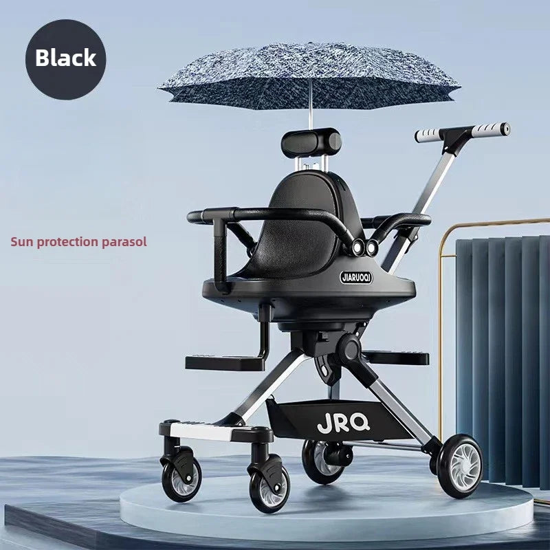 Lightweight Twin Baby Stroller - Foldable Double Seat High-View Carriage with Adjustable Handle