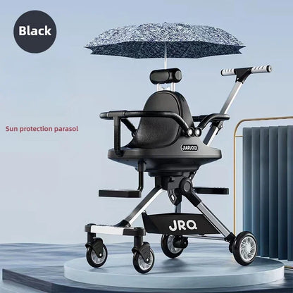 Lightweight Twin Baby Stroller - Foldable Double Seat High-View Carriage with Adjustable Handle