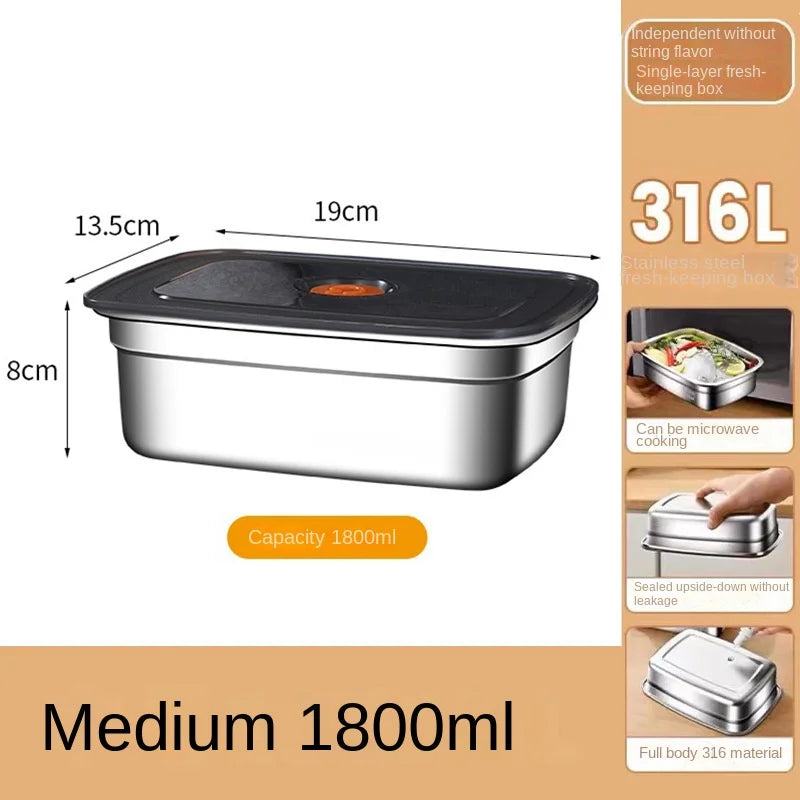 304 Stainless Steel Leak-Proof Bento Lunch Box – Sealed Food Storage Container for Fridge, Freezer & Camping