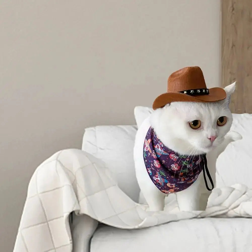 Adjustable Pet Cowboy Hat - Funny Outdoor Summer Dog & Cat Headwear Accessory