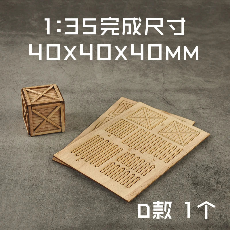 1:35 Scale Miniature Wooden Box & Tray – DIY Diorama Model Kit for Sand Table and Scene Layout