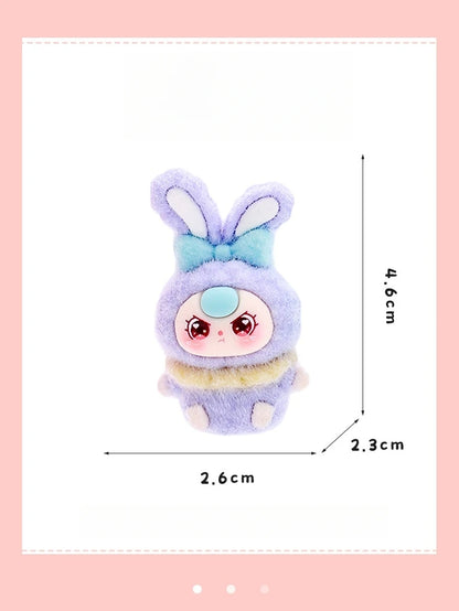 9pcs Babythree Dimoo Anime Flocked Action Figures Decorative Pendant Kawaii Desktop Dolls Toy Gifts